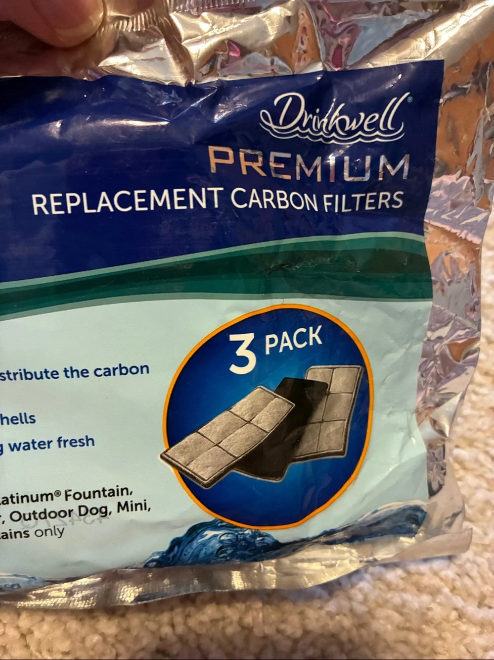 PetSafe Drinkwell Replacement Carbon Filters - Blue and Teal Packaging